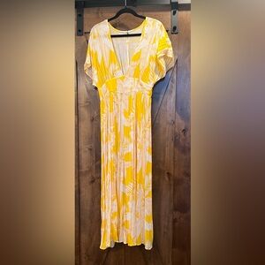 Tropical Yellow and White Maxi Dress